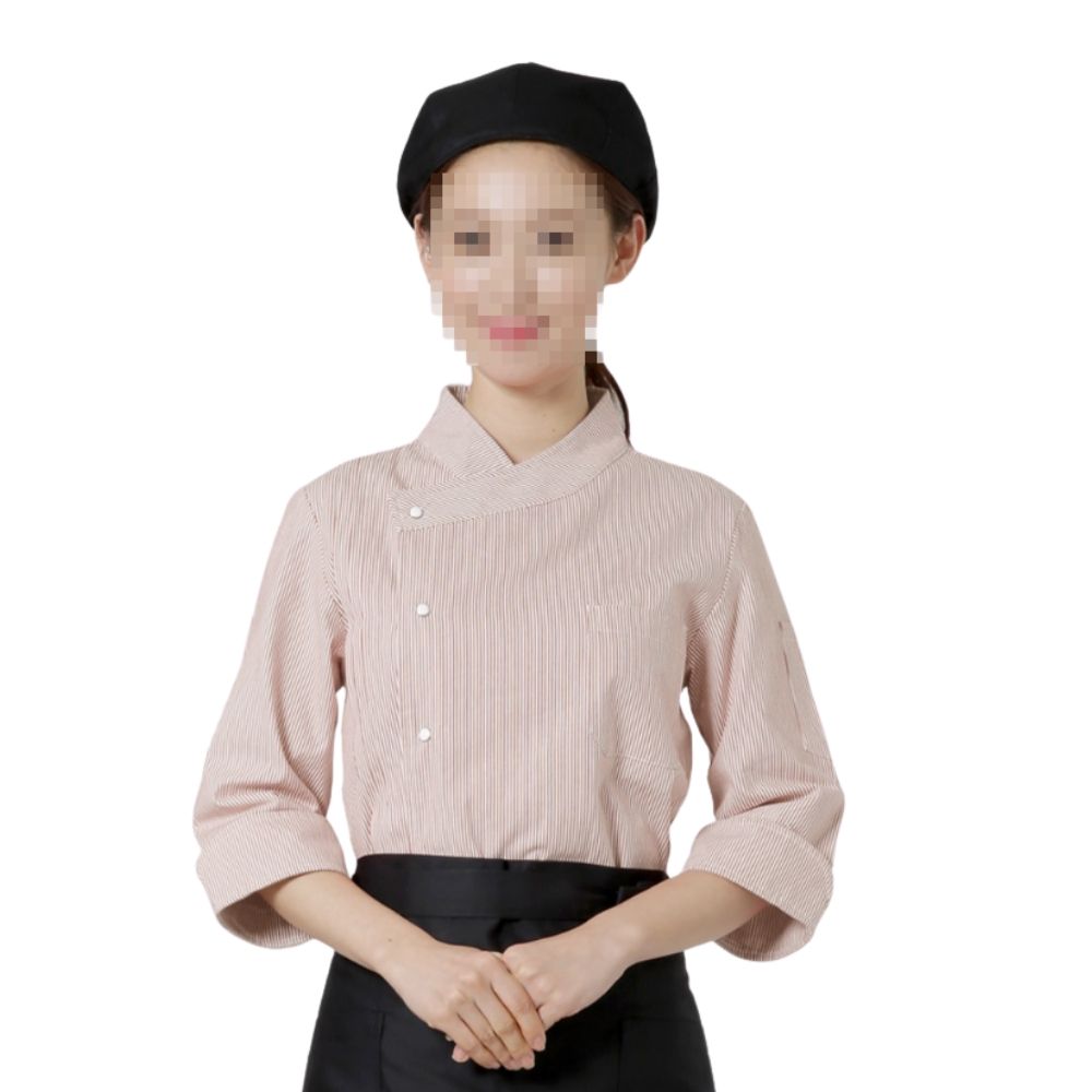 칠부 조리복 스냅 단추 베이지 유니폼 CM3324 - 상품 이미지