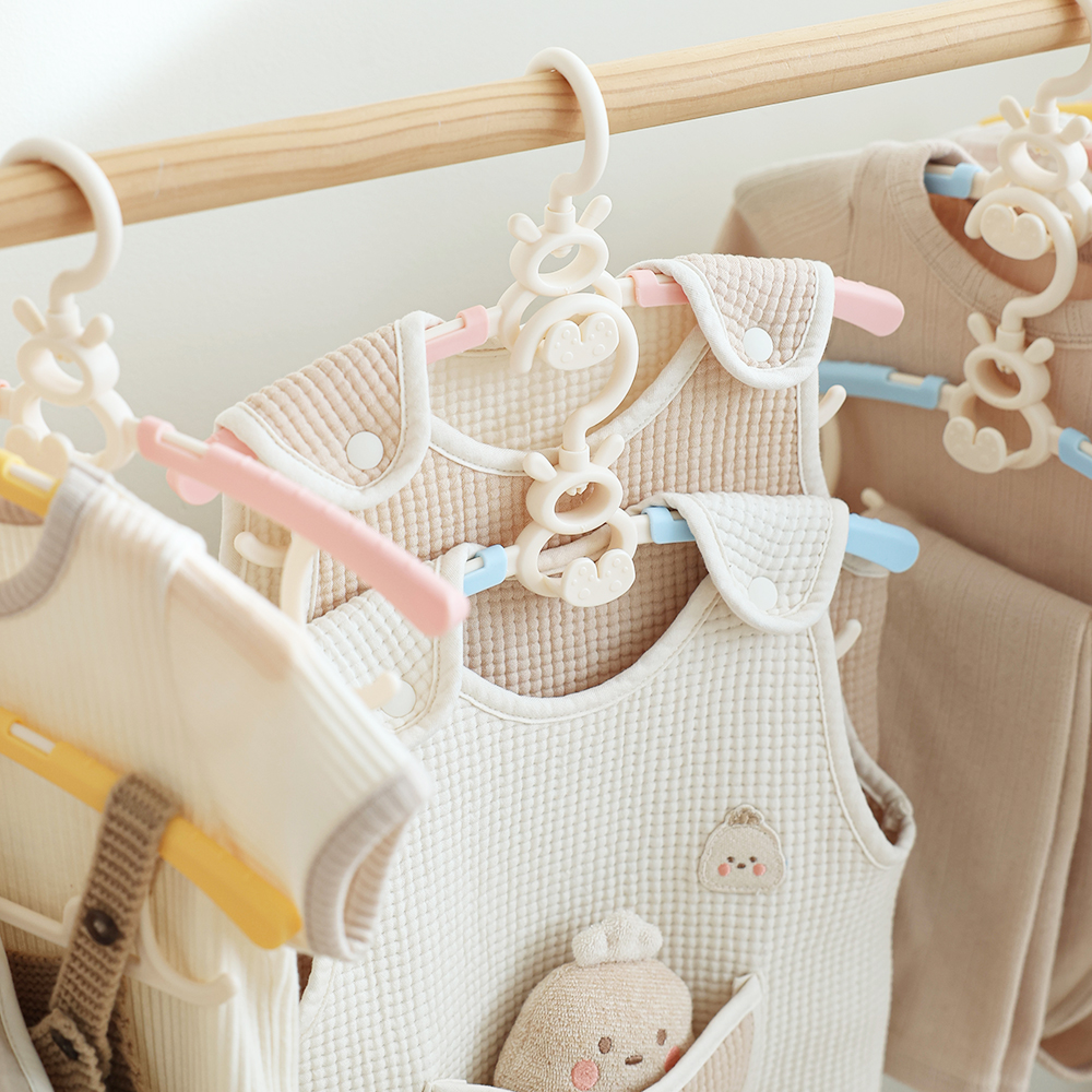 마롤로뜨 회전형 아기 옷걸이 5P 길이조절 가능 논슬립 신생아 아동 유아 어린이 통통바니