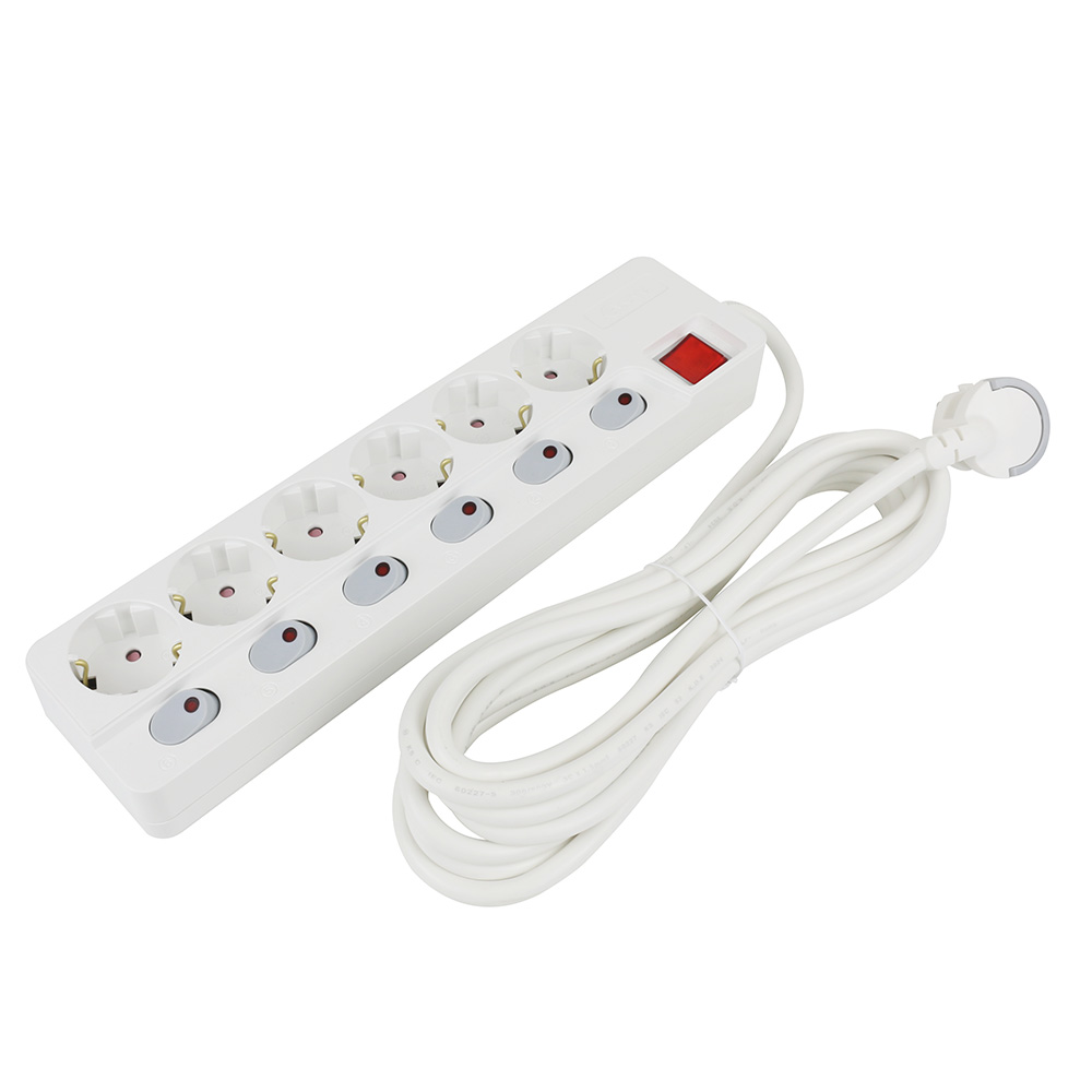 아남 6구 5M 국산 안전 고용량 멀티탭 컴퓨터 PC 콘센트 고전력 전기코드 납작 스위치