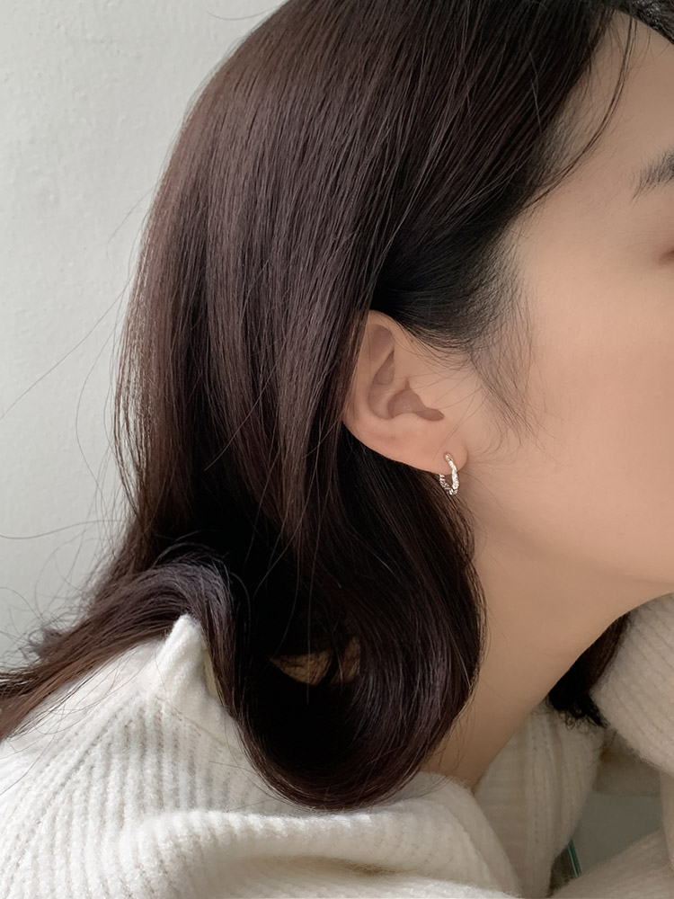 [무배] 인버트 슬림 원터치 이어링 - 925실버 기본 무광 매트 두드림 데일리 링은귀걸이 - 상세 이미지 5