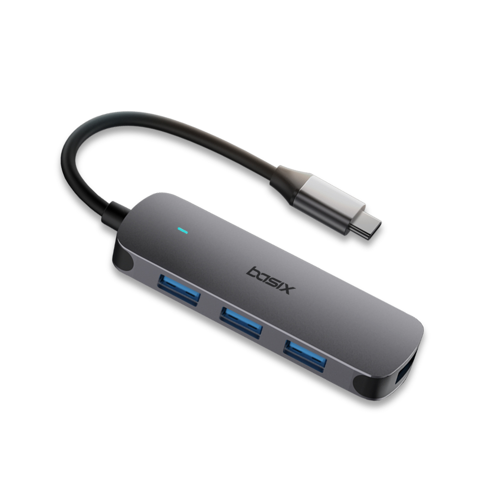 베이식스 4포트 USB허브 맥북 노트북 멀티허브 A C타입 USB3.0 - 상품 이미지