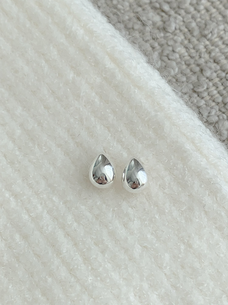 [무배] 브러쉬 물방울 이어링 - 925실버 무광 유광 매트 딱붙는 스터드 순은귀걸이