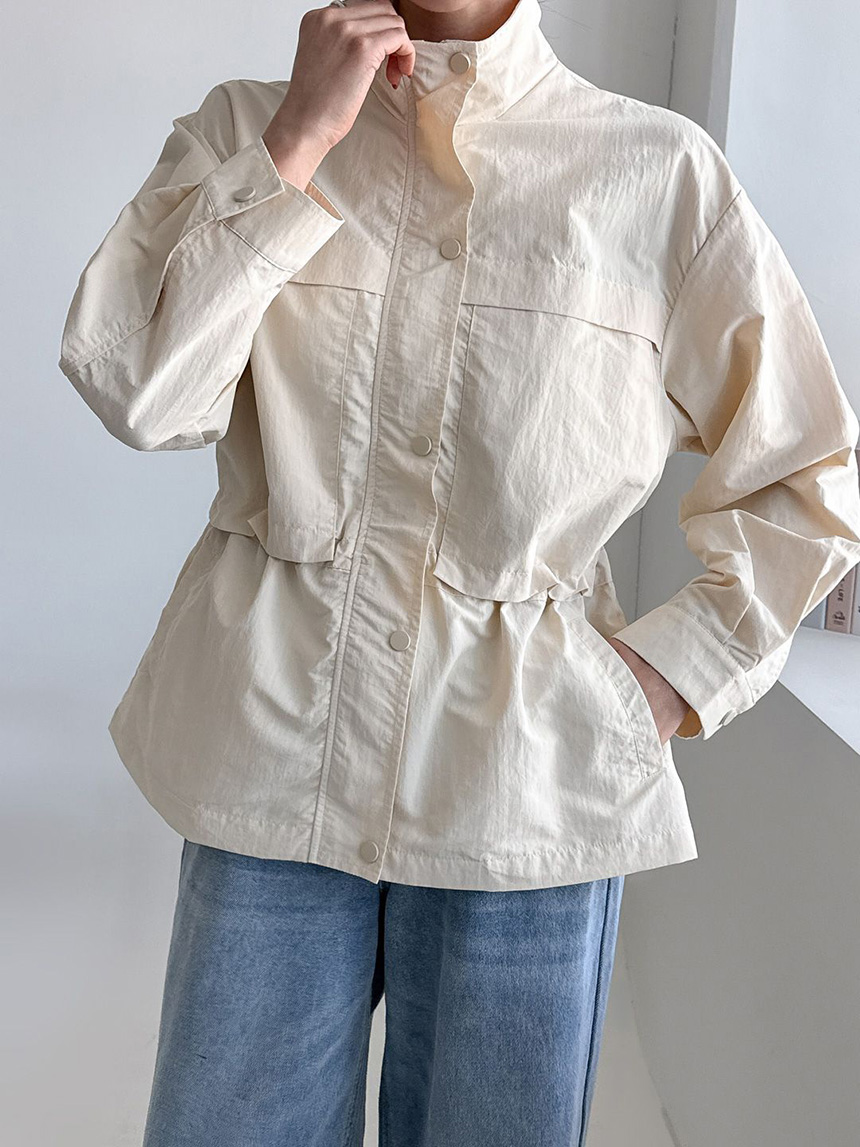 55-100사이즈 빅사이즈 여성 루즈핏 봄 가을 스트링 바람막이 자켓 집업 긴팔 점퍼 상세 이미지 15