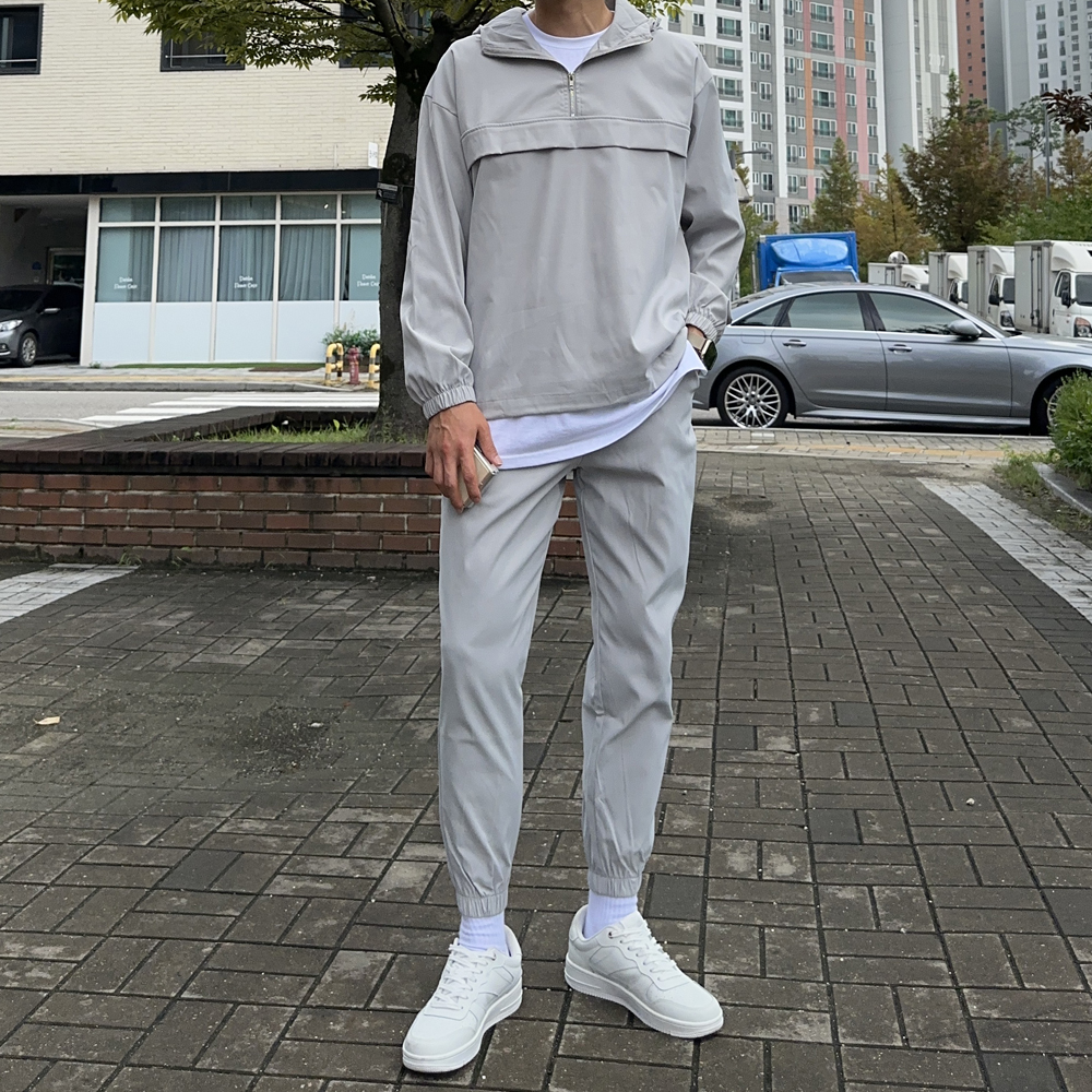 남자 바람막이 아노락 코디 셋업 빅사이즈 자켓 조거 팬츠 - 상세 이미지 4