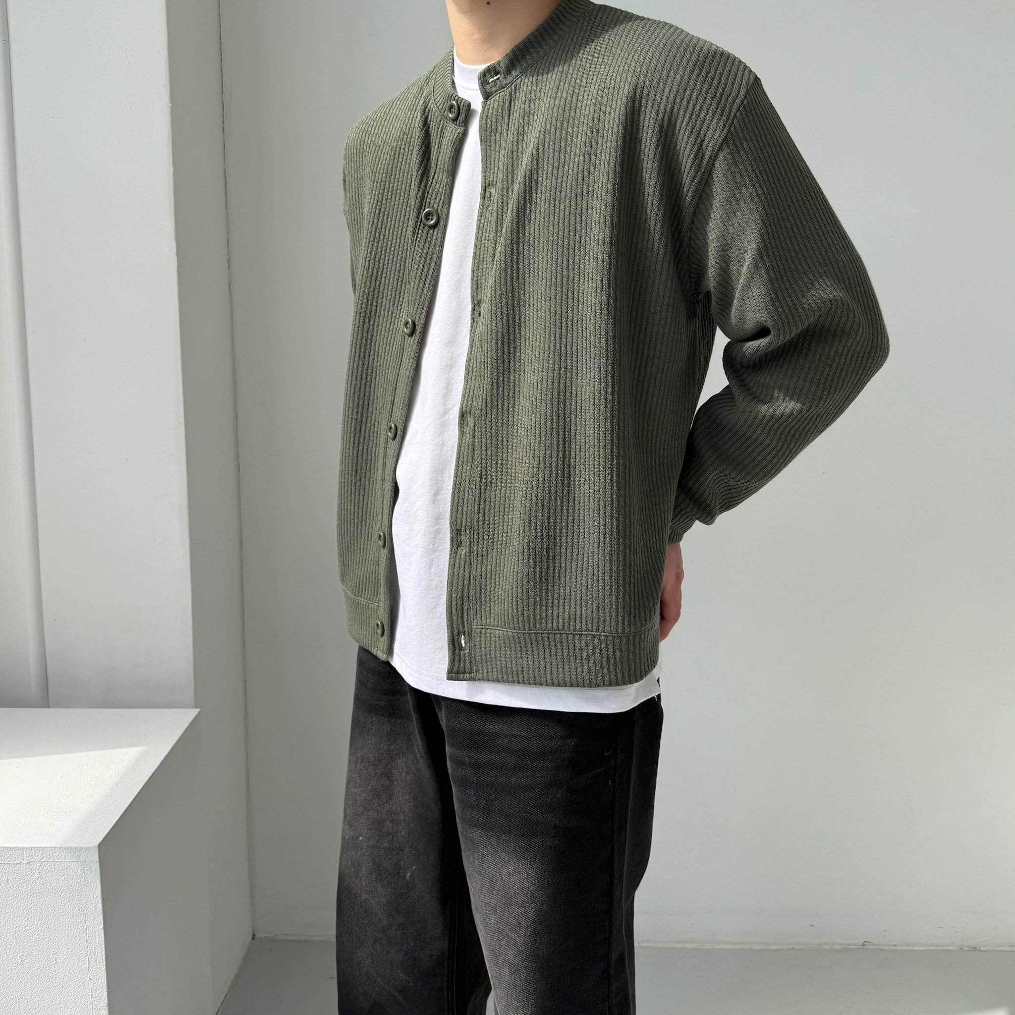 남자 오버핏 가디건 5color 라운드넥 M~5XL 상세 이미지 13