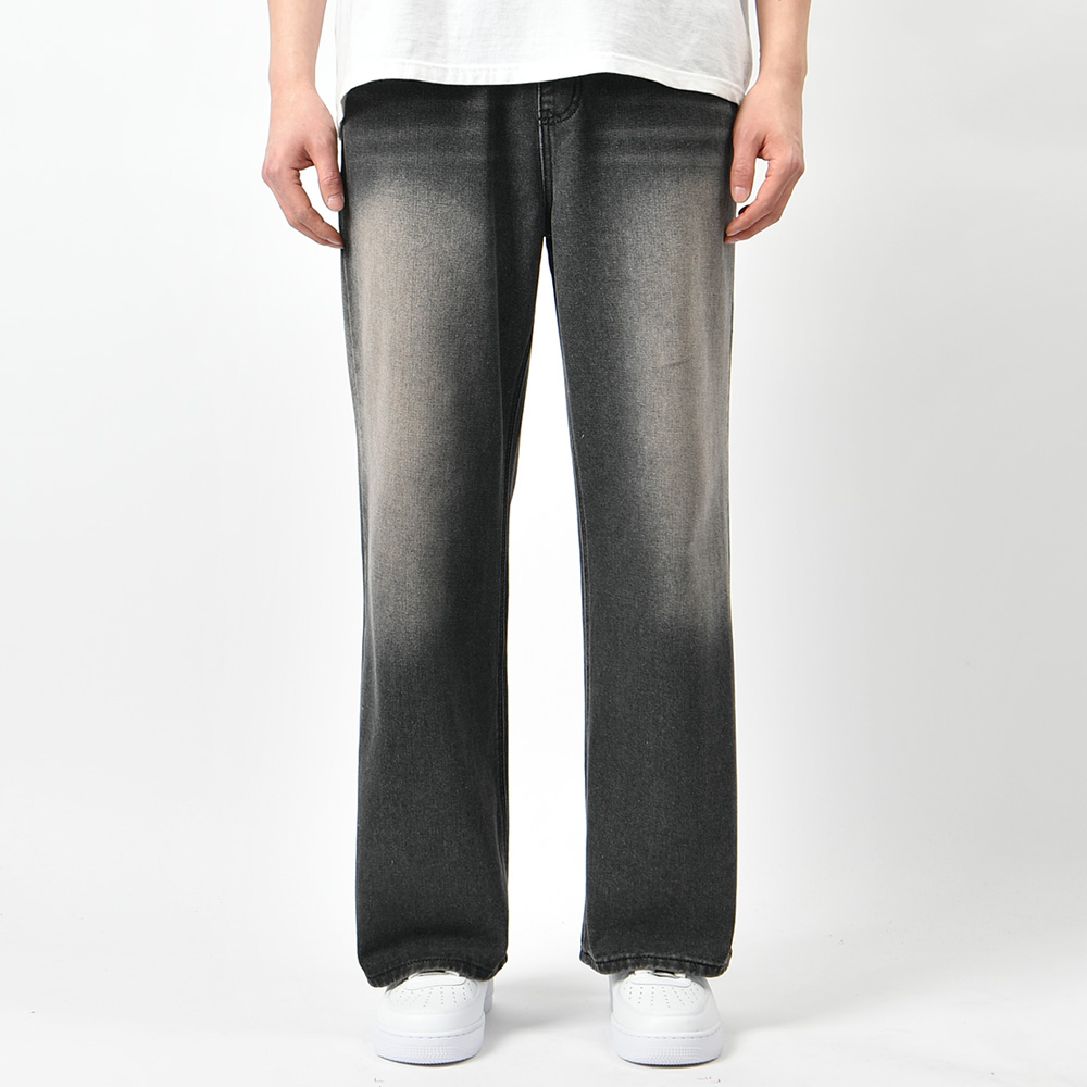 남자 와이드 청바지 밴딩 스판 워싱 흑청 연청 진청 데님 팬츠 빅사이즈 - 상세 이미지 4