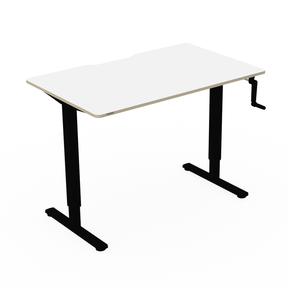 핏쳐 수동식 높이조절 모션 데스크1200 높낮이 스탠딩책상 1600x750mm, 상판/화이트-프레임/블랙 - 상품 이미지
