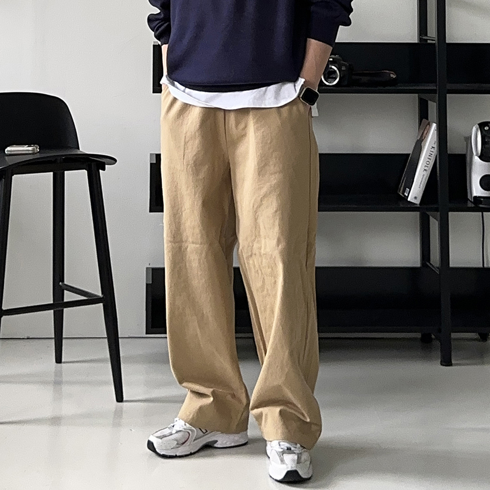 남자 와이드팬츠 고무줄 밴딩 팬츠 남자면바지