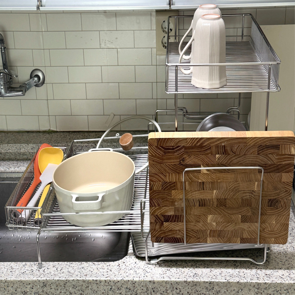 올스텐 304 확장 식기건조대 확장형 대형 자동물빠짐 그릇정리대 2단