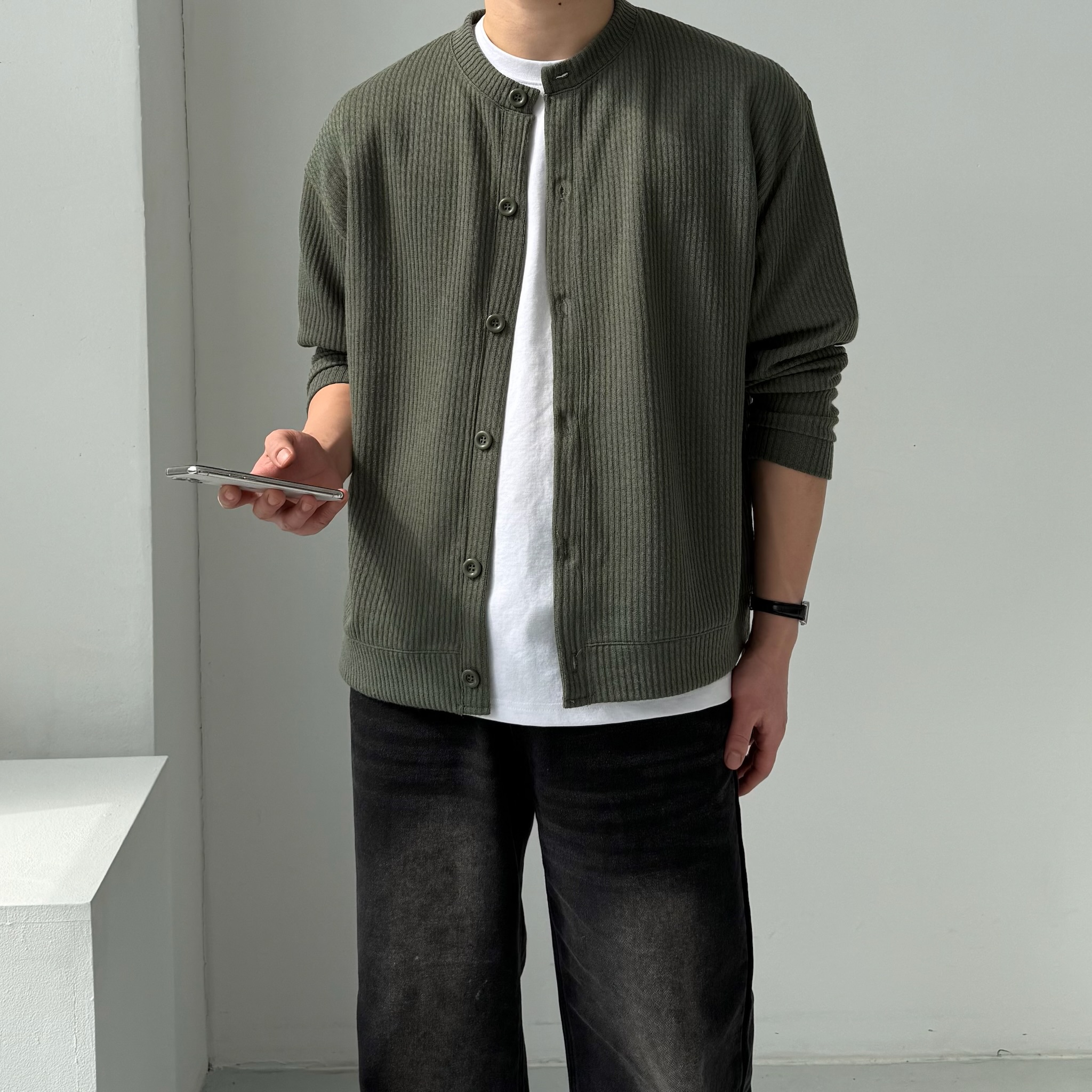 남자 오버핏 가디건 5color 라운드넥 M~5XL 상세 이미지 11