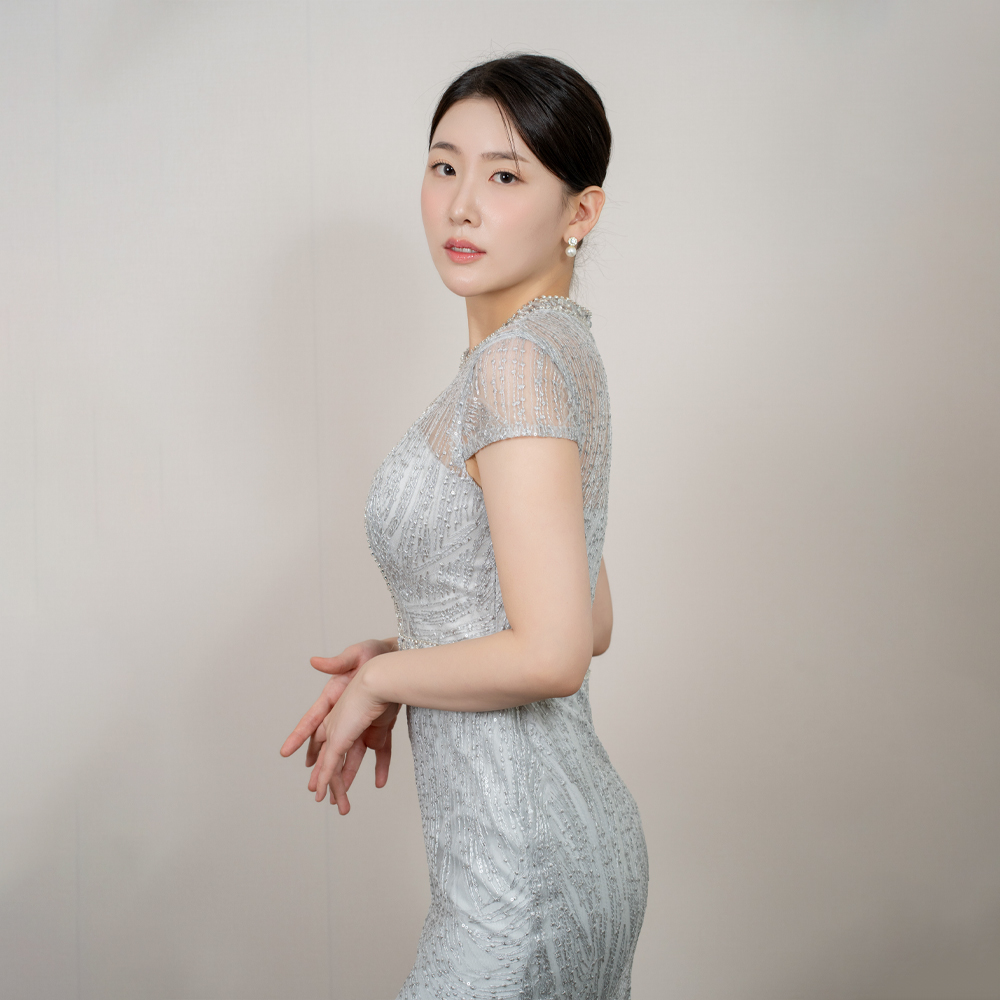 오브 이브닝드레스 스팽글 비즈 파티드레스 결혼식2부 피로연 연주회드레스 그레이 - 상세 이미지 4