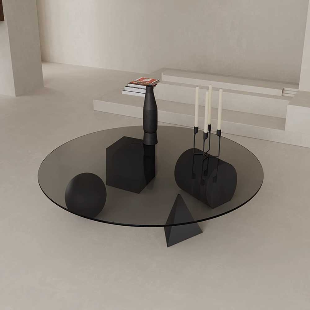 유리 거실테이블 원형 좌식 탁자 소파 인테리어 모던 80x25cm - 상세 이미지 5