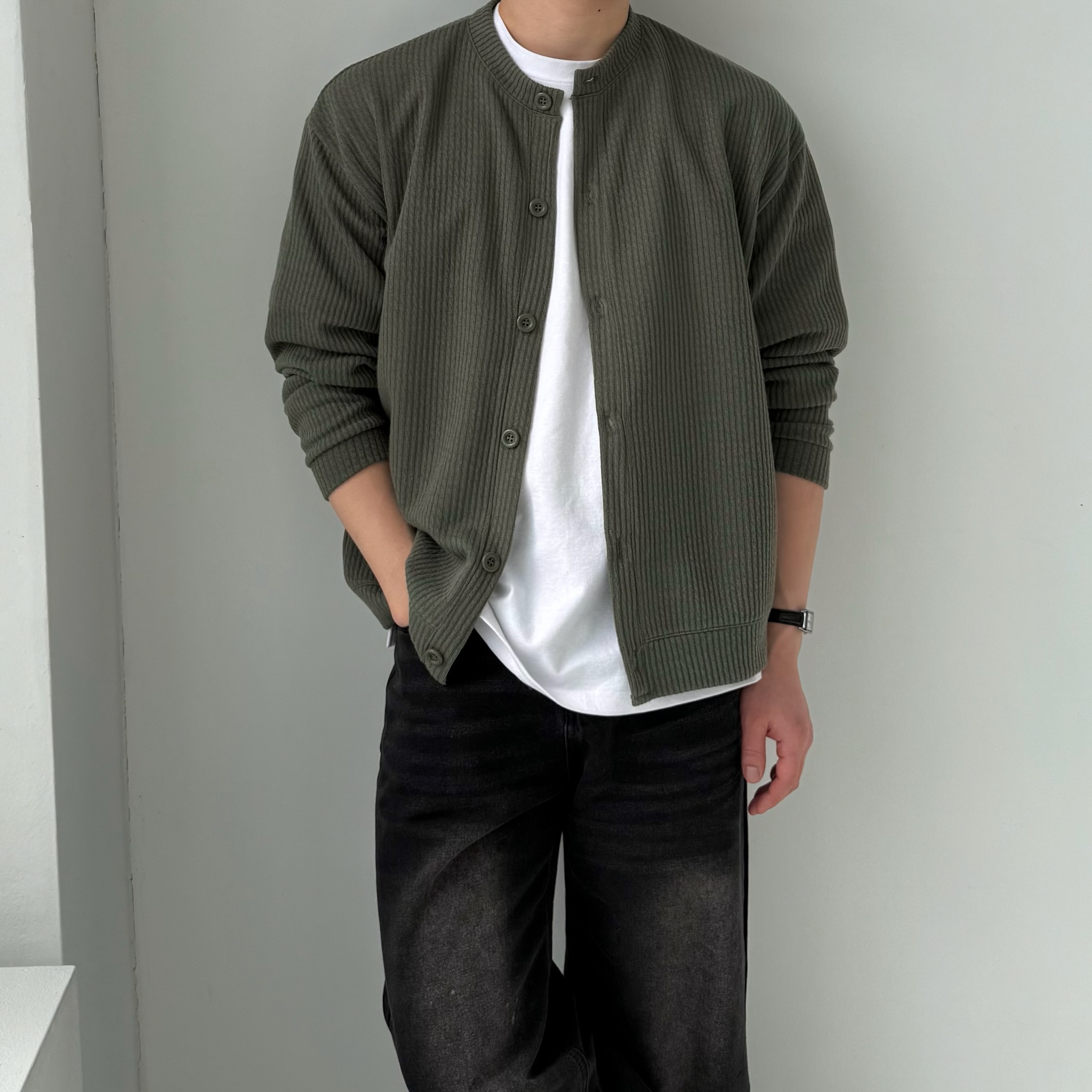 남자 오버핏 가디건 5color 라운드넥 M~5XL 상세 이미지 22