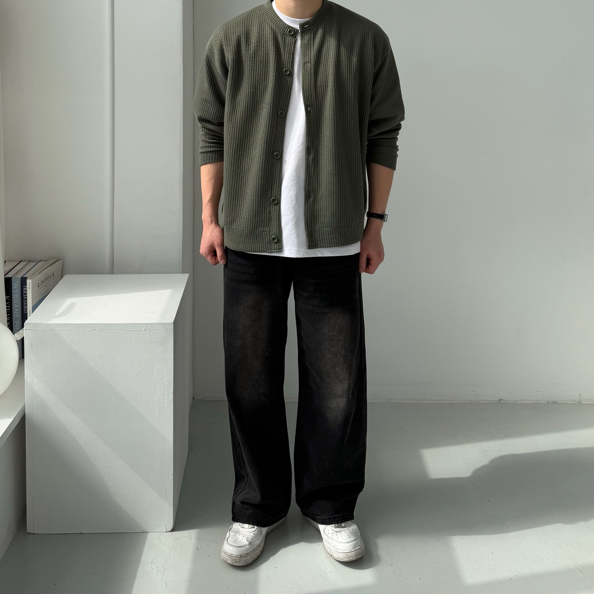 남자 오버핏 가디건 5color 라운드넥 M~5XL 상세 이미지 12