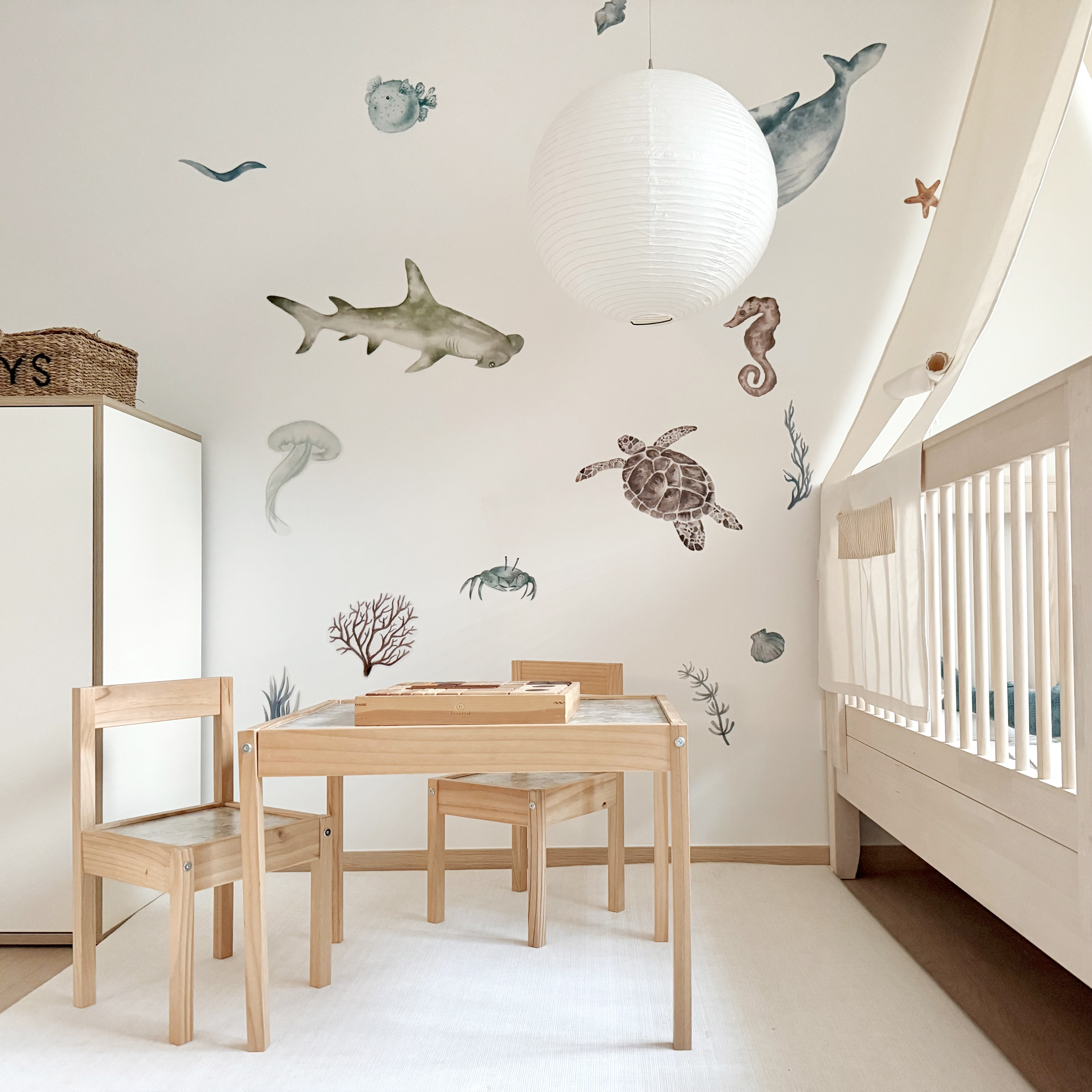 아카시아봉봉 국내제작 아기방꾸미기 데코 인테리어 바다 벽지스티커 바닷속 해양 욕실 스티커