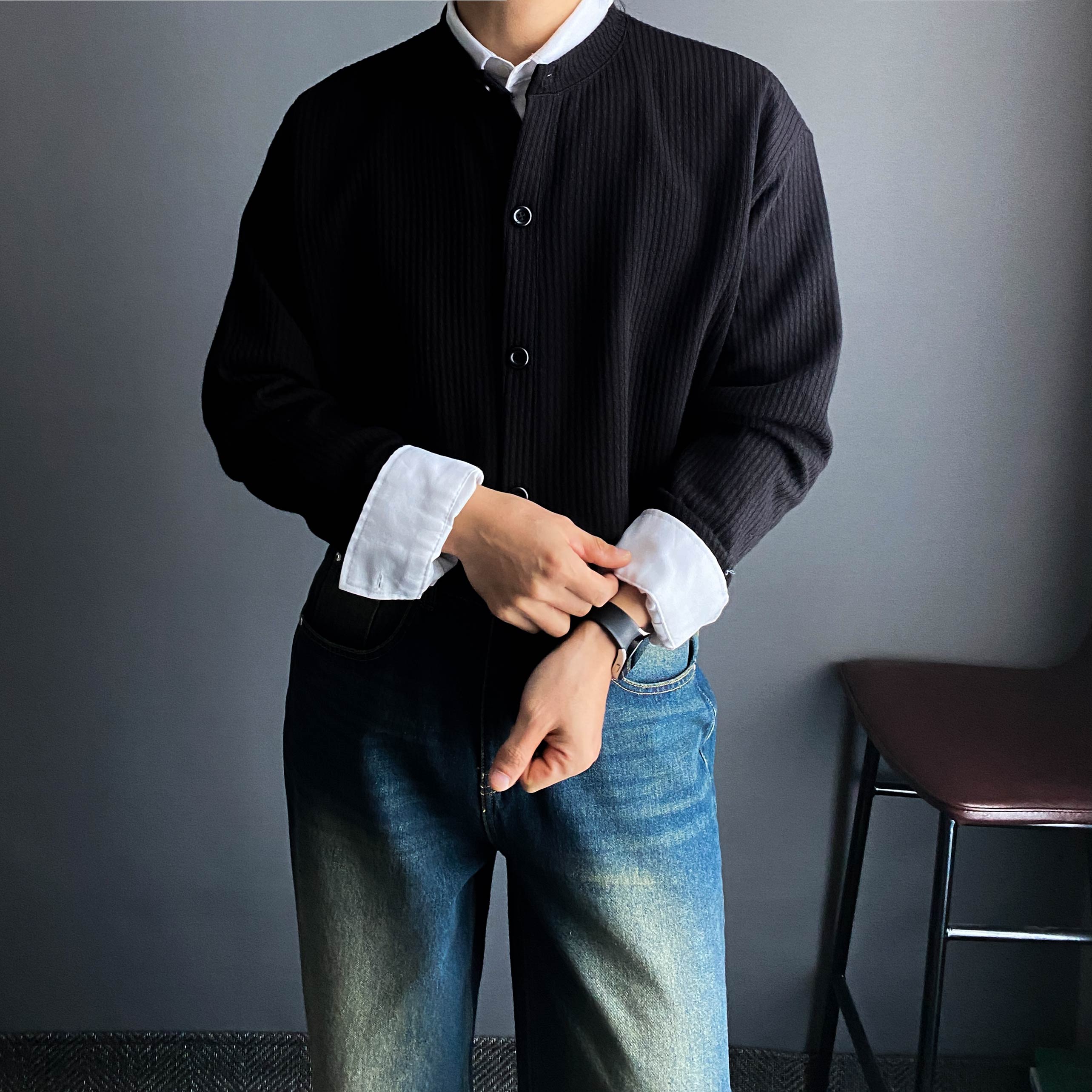 남자라운드가디건 남자브이넥가디건 - 상세 이미지 2