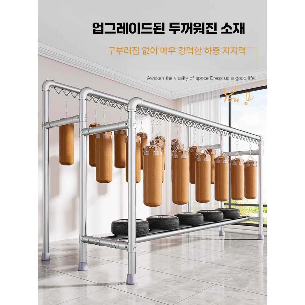 빨래 건조대 이불 가정용 베란다 야외 이동식 빨래줄 더블 폴 160x120(강관) - 상세 이미지 4