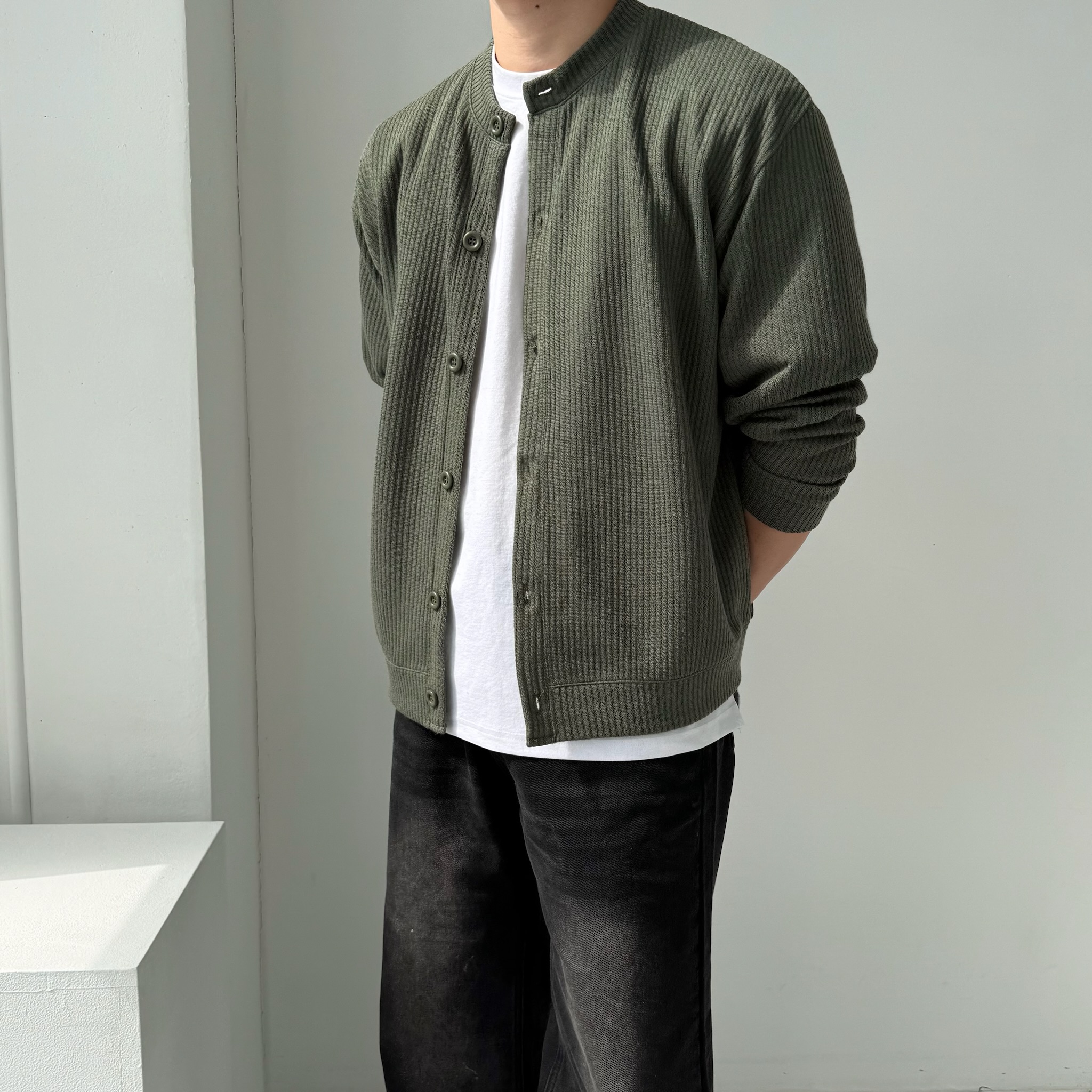 남자 오버핏 가디건 5color 라운드넥 M~5XL 상세 이미지 16