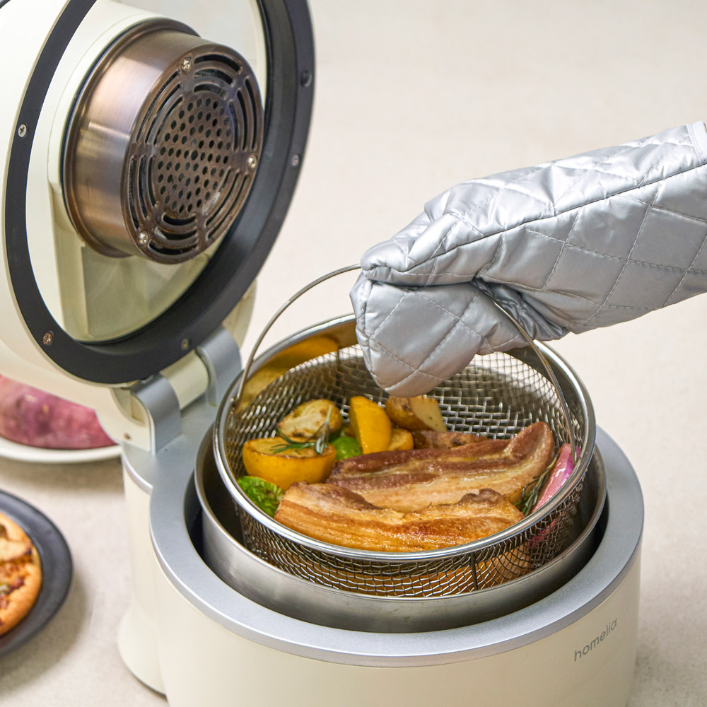 홈리아 올스텐 에어프라이어 유리 글라스 고구마 스팀 대용량 생선 삼겹살 후라이기 뚜껑형