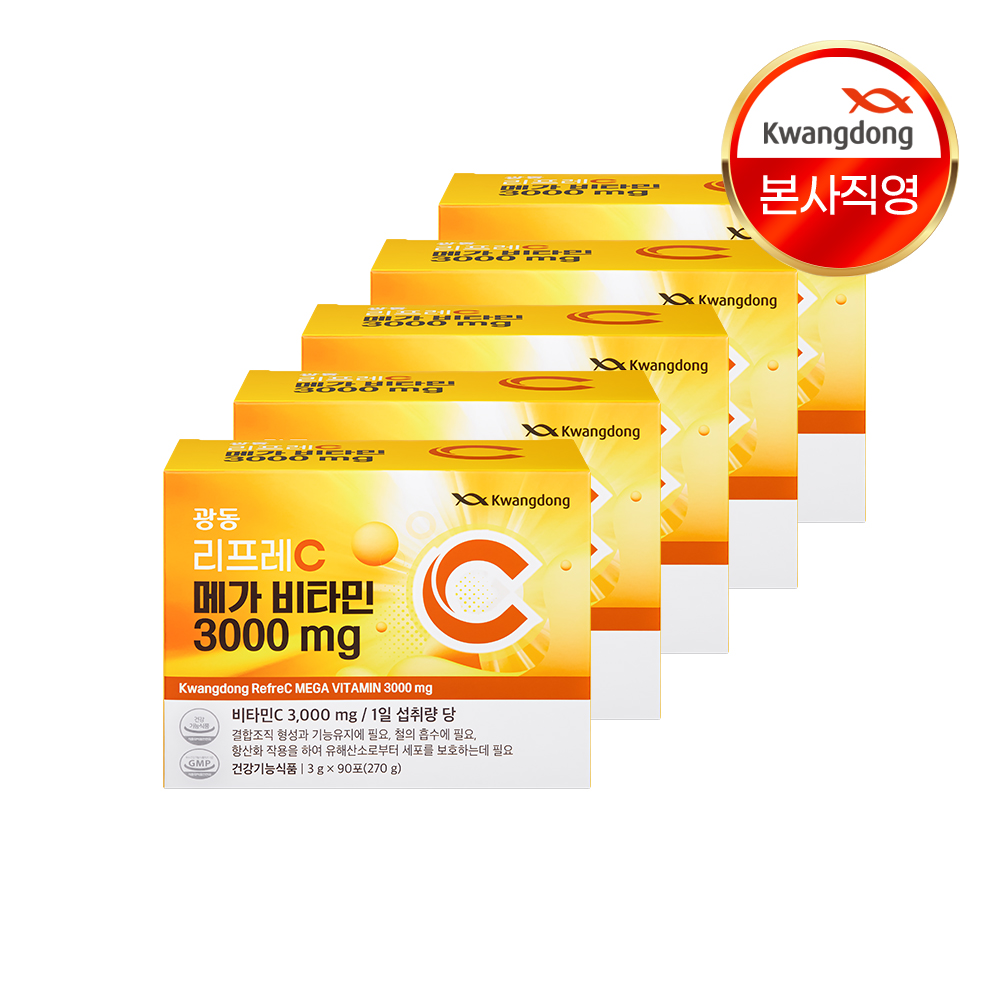 광동 리프레C 메가비타민 3000 고함량 순수비타민 90포, 5개