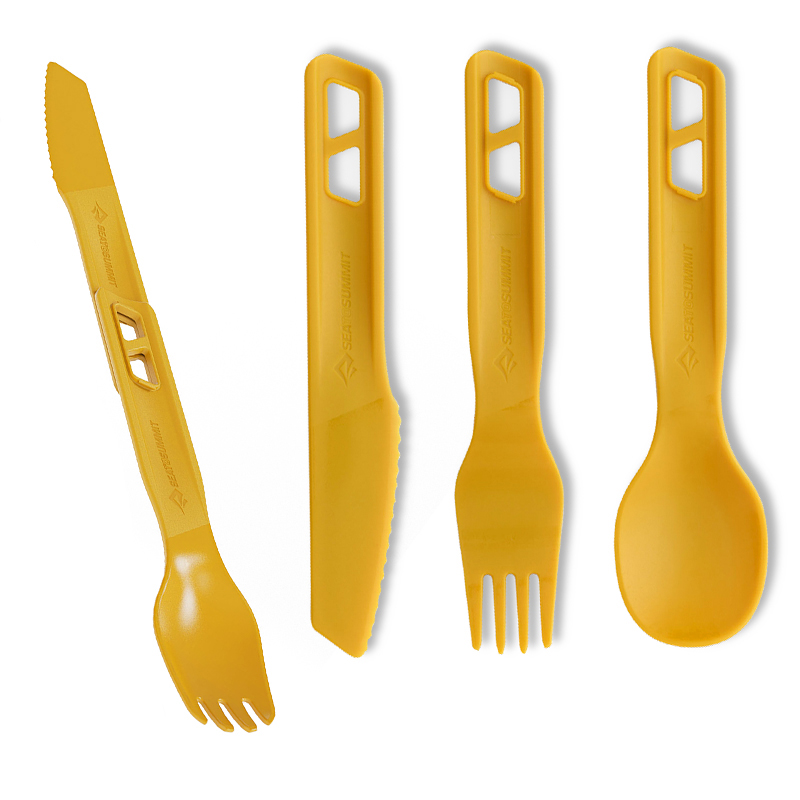 씨투써밋 패시지 커틀러리 세트 3피스 옐로우 캠핑 식기 백패킹 경량 커트러리