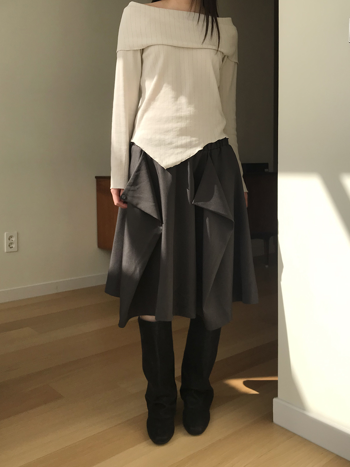 [미엔느] lush curve midi skirt / 러쉬 커브 미디 스커트 (2col) 상세 이미지 6