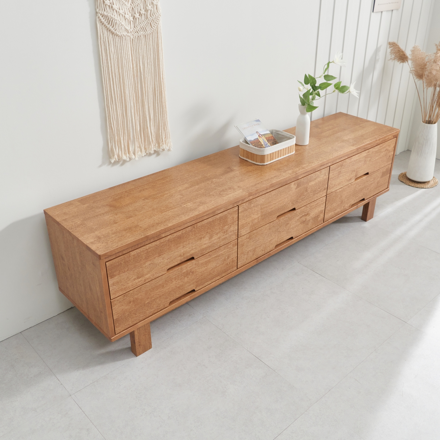 메리 고무나무 원목거실장 양문형 티비다이 TV거실장 1800