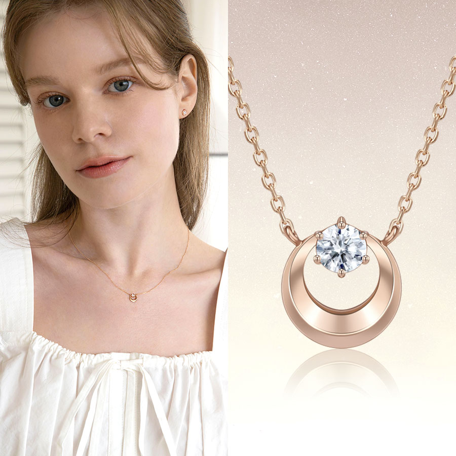 14k 위시문 스톤 달 목걸이 생일 선물 여자 목걸이