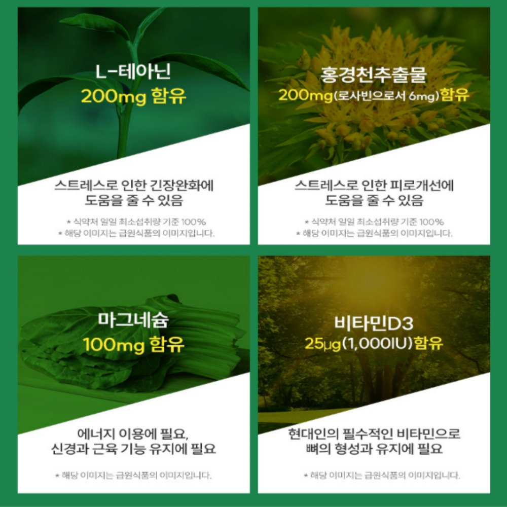 [미국직수입]굿바이 스트레스 테아닌 홍경천 긴장완화 효능 2개월분 - 상세 이미지 2