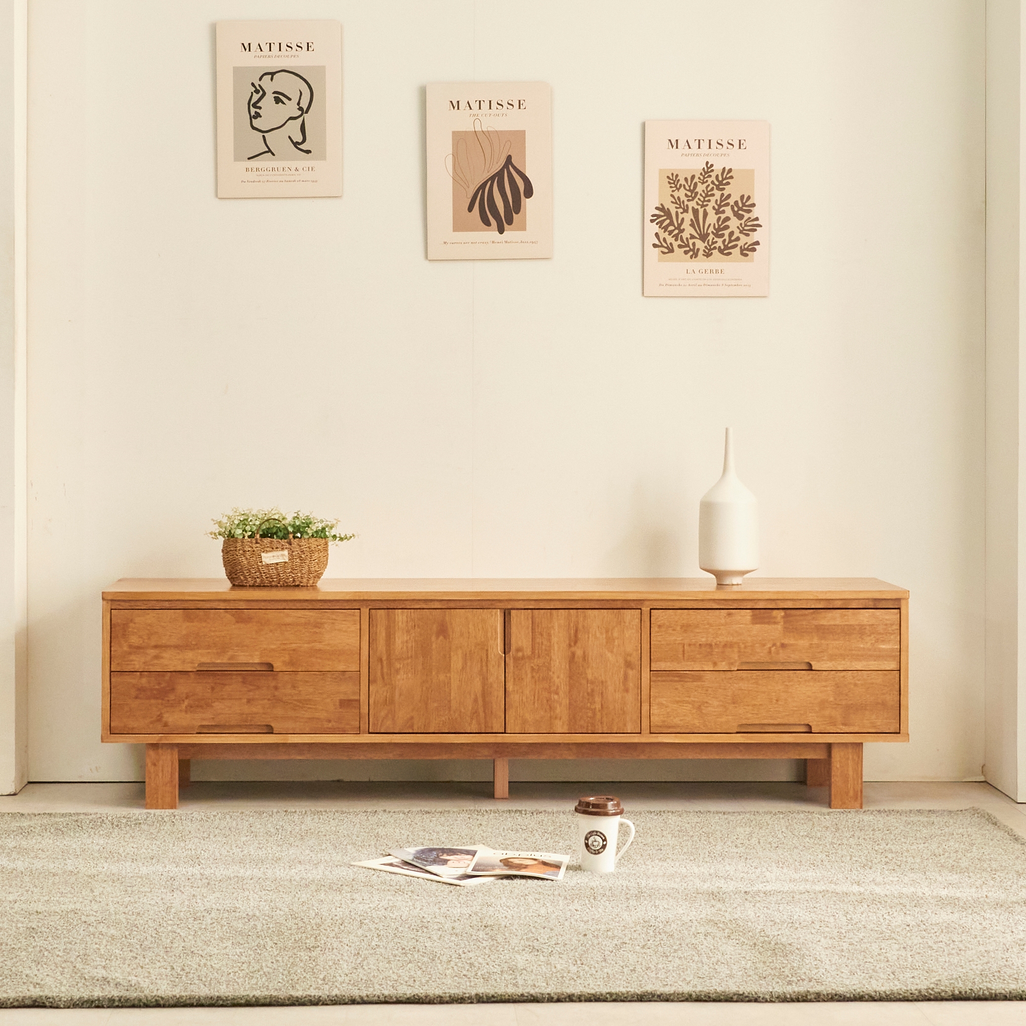 메리 고무나무 원목거실장 양문형 티비다이 TV거실장 1800