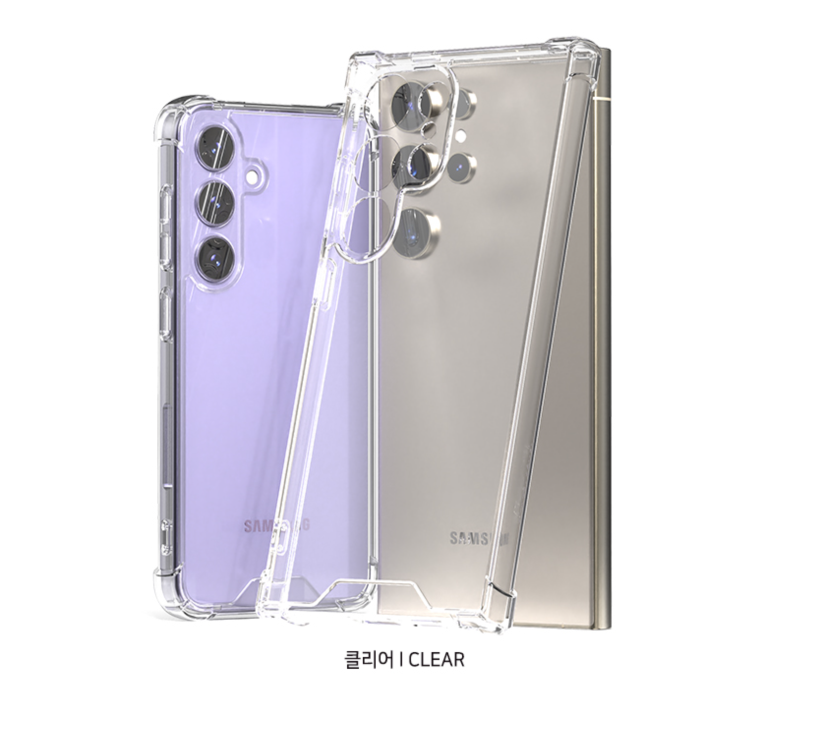 방탄 범퍼 풀커버 젤리 하드 케이스 1+1 투명, 갤럭시 버디3 - 상세 이미지 3