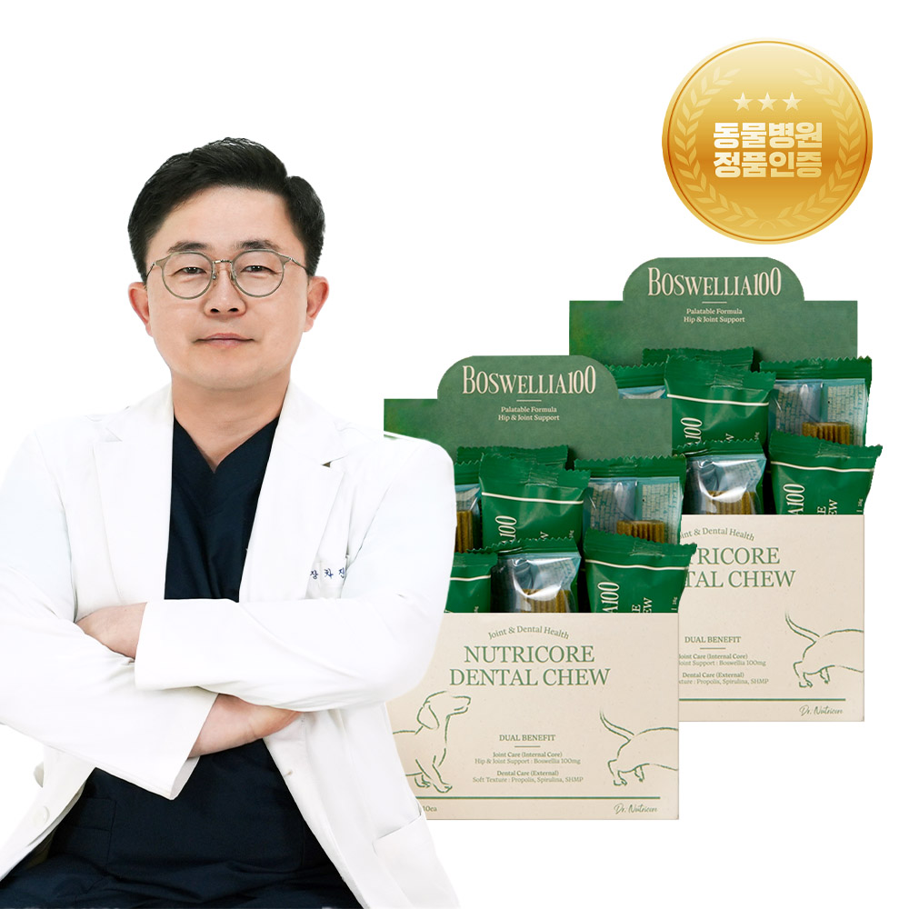 닥터뉴트리코어 보스웰리아100 관절에 좋은 강아지 개 애견 덴탈껌 치석제거 양치껌 10개입 (180g) x 2박스 - 상품 이미지