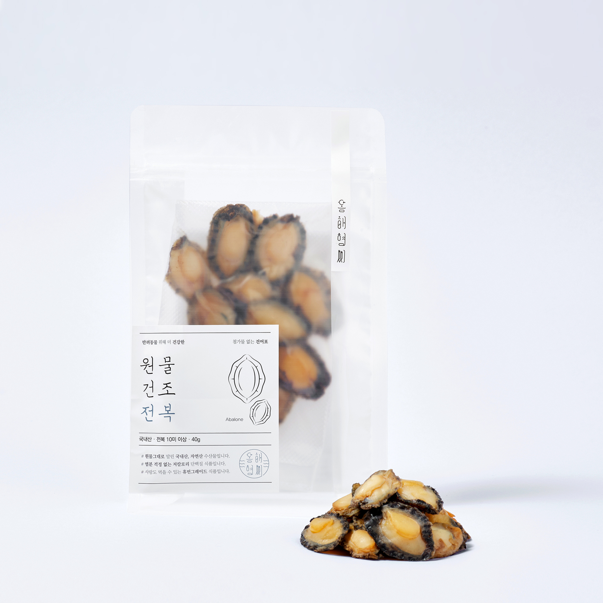 동해형씨 원물건조 전복 수제간식 40g 수산물 고급 애견 생선 보양식 생식 습식 - 상세 이미지 2
