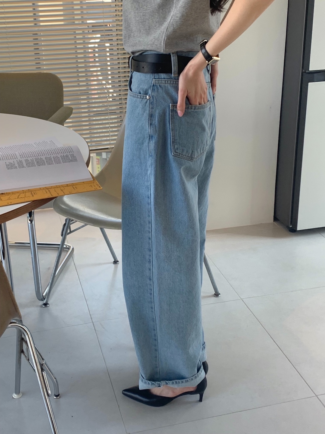 여자청바지 와이드데님팬츠 연청바지 여름청바지 와이드진 하트데님팬츠 상세 이미지 2