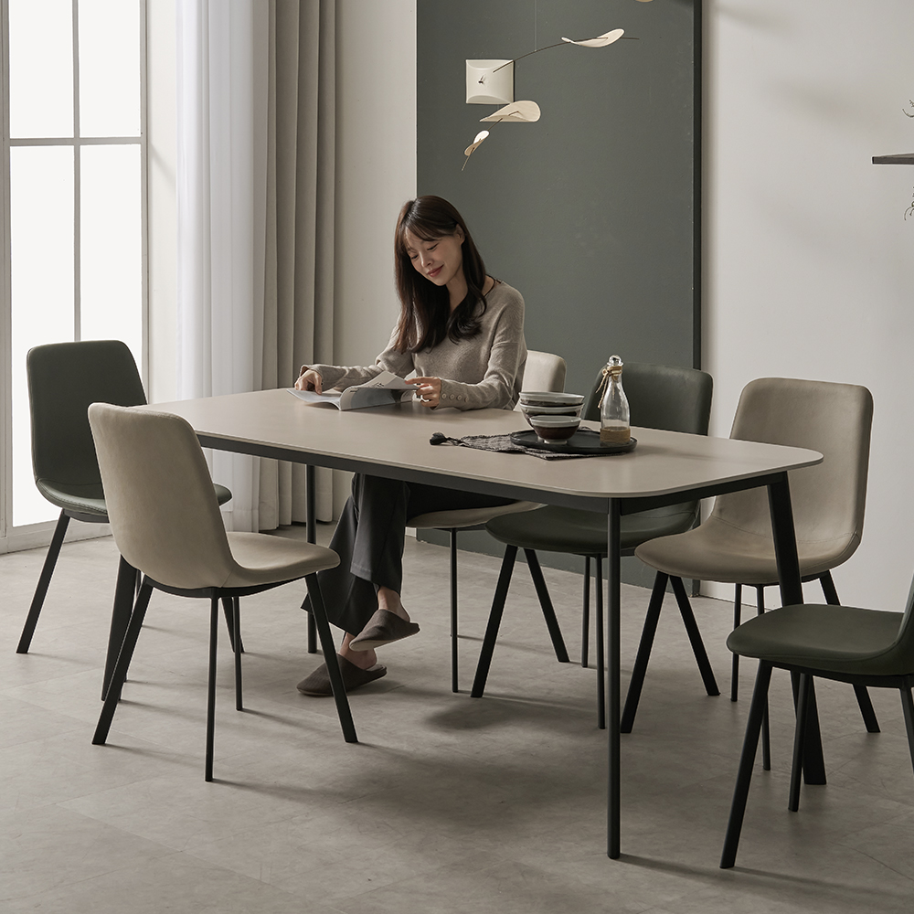 (N희망일&내림서비스) 럼블 12T 포세린 세라믹 6인용 식탁 의자 세트 1800 (의자6)