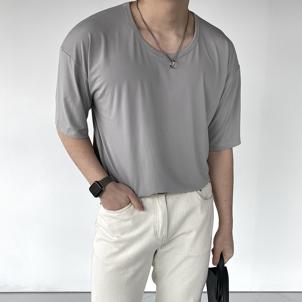 1+1 남자유넥반팔티 남자U넥 짐웨어오버핏 남자흰티 쿨링티셔츠 이미지 8