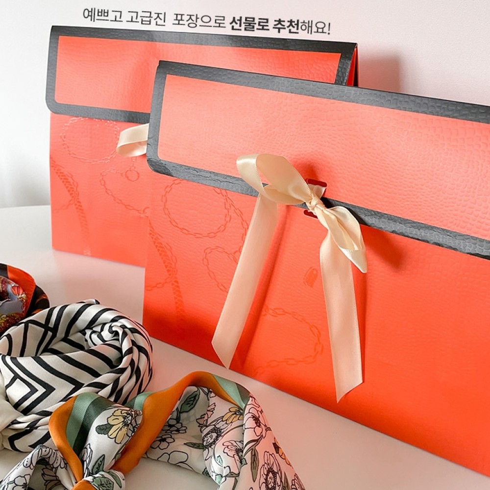 고급패키지 프렌치 실키 스카프 봄 가을 선물용 예쁜 여성스카프 간절기 선물 포장 - 상세 이미지 2