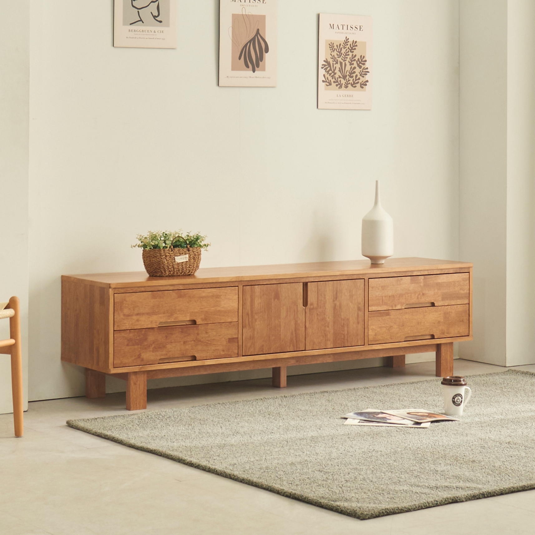 메리 고무나무 원목거실장 양문형 티비다이 TV거실장 1800