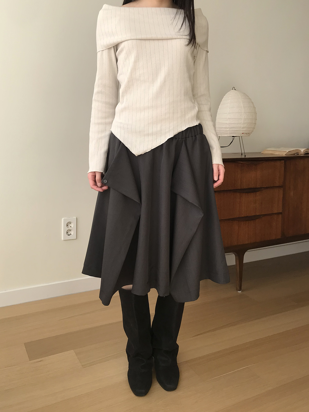 [미엔느] lush curve midi skirt / 러쉬 커브 미디 스커트 (2col) 상세 이미지 10