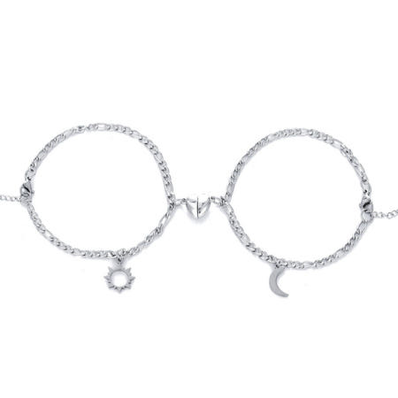 중국OEM 우정 커플팔찌 해와 달 자석 팔찌 실버