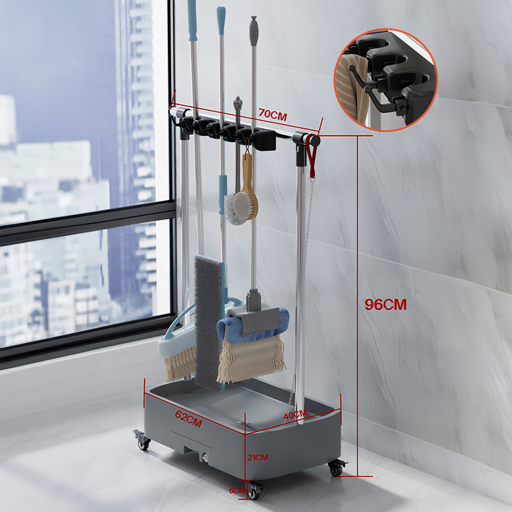 대걸레 걸이 화장실 청소 도구함 이동식 보관함 용구함 수납 5칸