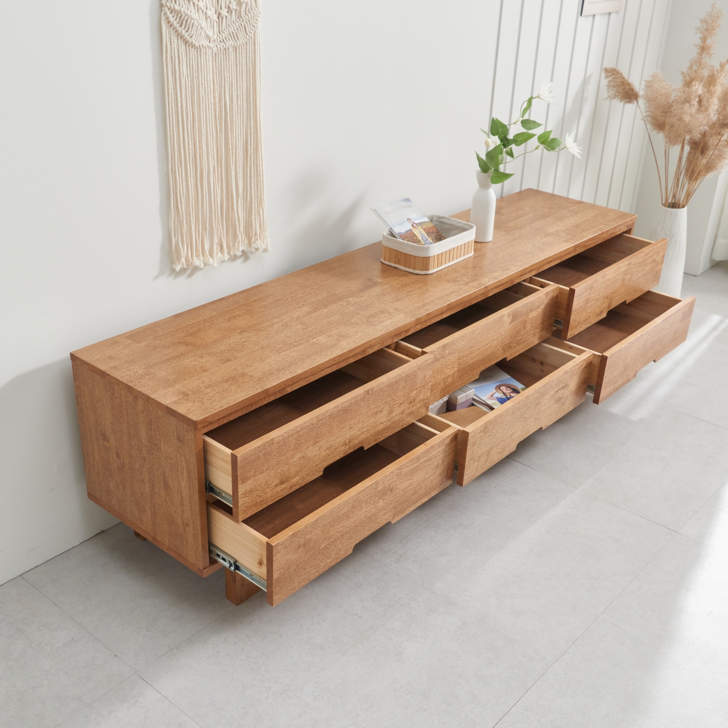 메리 고무나무 원목거실장 양문형 티비다이 TV거실장 1800