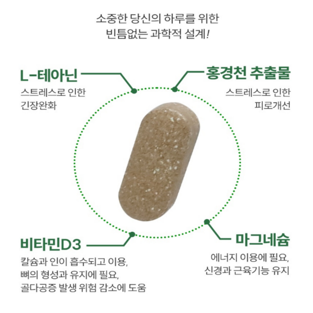 [미국직수입]굿바이 스트레스 테아닌 홍경천 긴장완화 효능 2개월분 - 상세 이미지 5