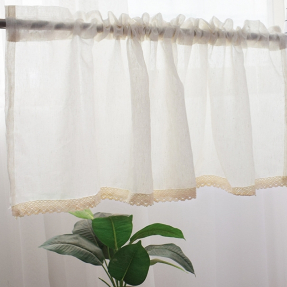 레이스 주방창문커튼 린텐 부엌 숏 바란스 수납장 가림막천