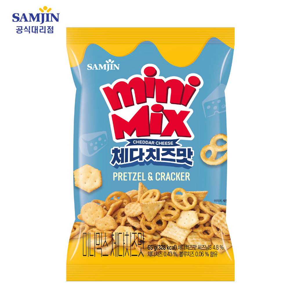 [70g] 골라먹는 5가지맛 삼진 미니프레첼 소용량 봉지 과자 스낵 맥주 주전부리 안주 6종 미니믹스체다치즈, 65g, 1개 - 상품 이미지