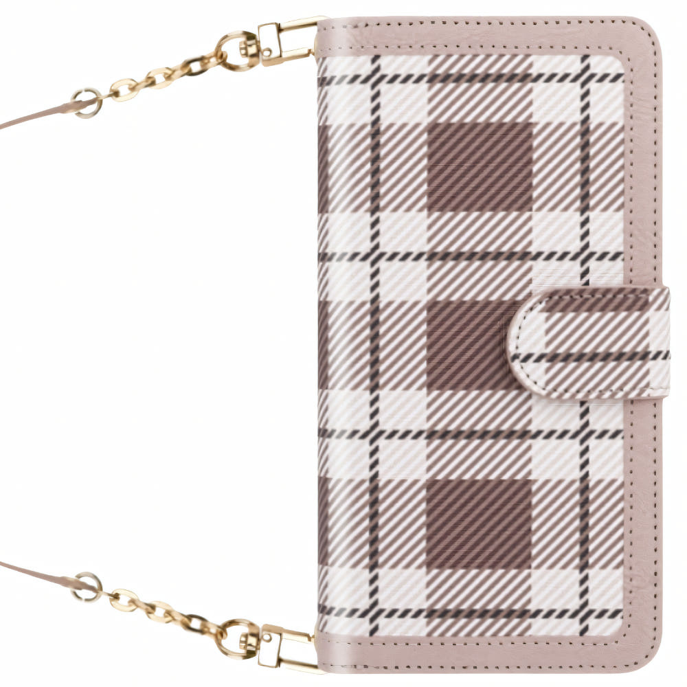 모망 지퍼형 체크 지갑 다이어리 가죽 케이스 베이지, 갤럭시A9 2018