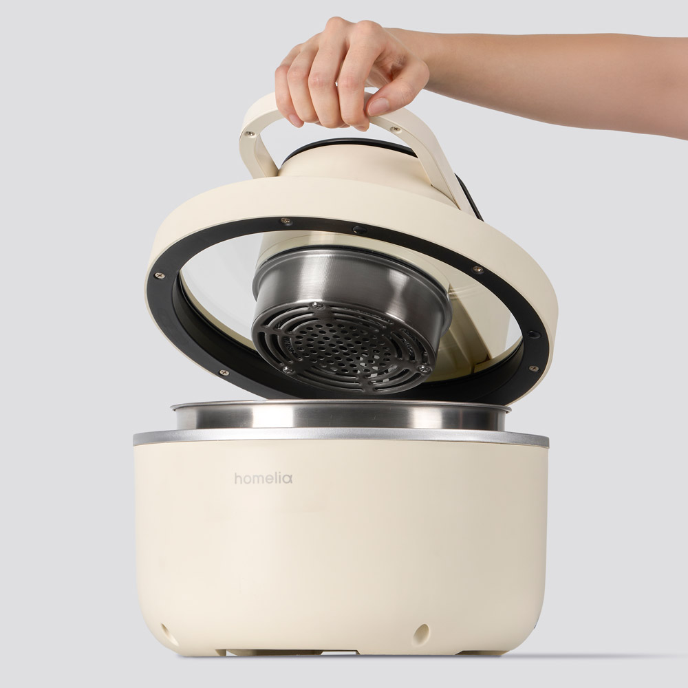 홈리아 올스텐 에어프라이어 유리 글라스 고구마 스팀 대용량 생선 삼겹살 후라이기 뚜껑형