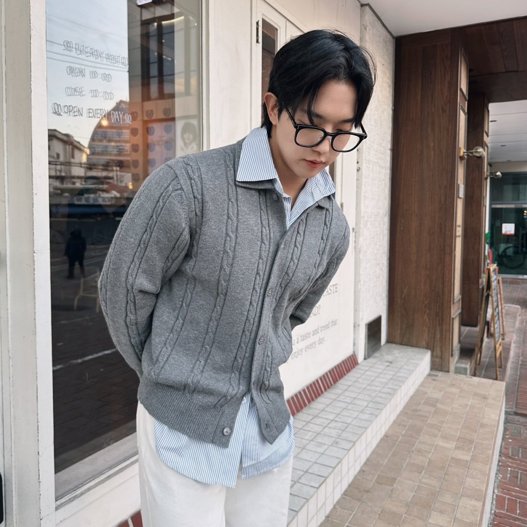 남자회색가디건 남자가디건코디 - 상세 이미지 2