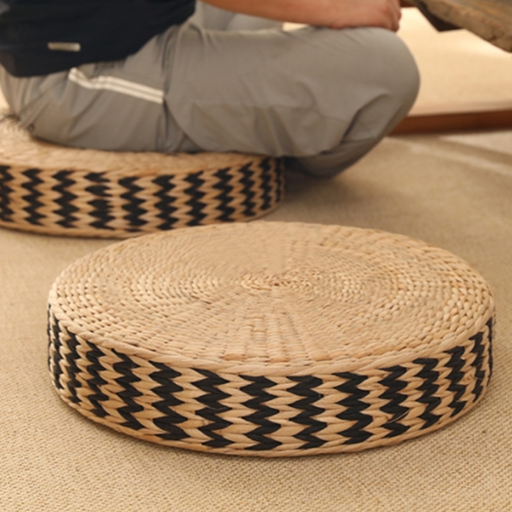 원형 라탄방석 좌식 바닥쿠션 다다미방석 명상 의자 벤치