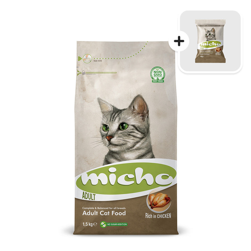 미쵸 어덜트 캣 치킨 1.5/3kg 고양이사료+샘플사료 100g - 상품 이미지